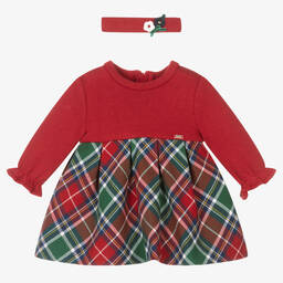 Mayoral-Красное платье в клетку и повязка на голову | Childrensalon Outlet