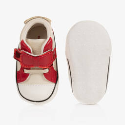 مايورال Newborn-حذاء جلد صناعي مرحلة قبل المشي لون أحمر وأبيض للمولودات | Childrensalon Outlet