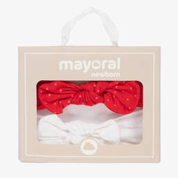 Mayoral-طوق للرأس لون أحمر وأبيض للمولودات (عدد 2) | Childrensalon Outlet