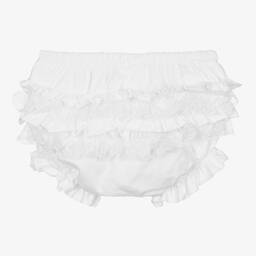 Mayoral Newborn-Baby Girls White Cotton Frilly Pants | Childrensalon Outlet