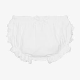 Mayoral Newborn-Baby Girls White Cotton Frilly Pants | Childrensalon Outlet