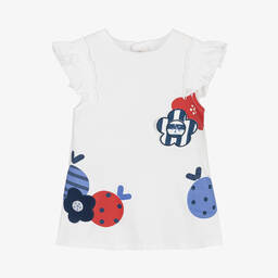 Mayoral-Baby Girls White Cotton Jersey Dress | Childrensalon Outlet