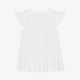 Mayoral-Baby Girls White Cotton Jersey Dress | Childrensalon Outlet
