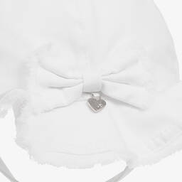 Mayoral-Baby Girls White Cotton Sun Hat | Childrensalon Outlet