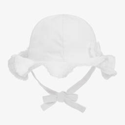 Mayoral-Baby Girls White Cotton Sun Hat | Childrensalon Outlet