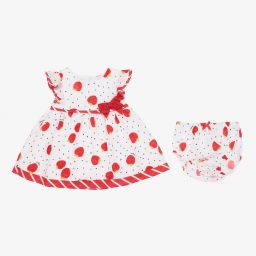 Mayoral Newborn-طقم فستان قطن لون أبيض | Childrensalon Outlet