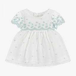 مايورال-فستان تول مطرز لون أبيض للمولودات | Childrensalon Outlet