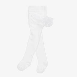 Mayoral-Baby Girls White Frilly Tights | Childrensalon Outlet