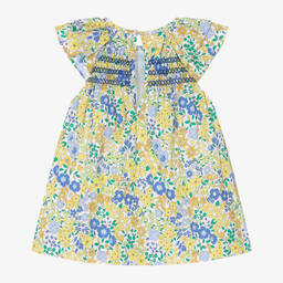Mayoral-Baby Girls Yellow Cotton Floral Dress | Childrensalon Outlet