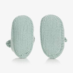 Mayoral-Baby Green Cotton Knit Booties | Childrensalon Outlet