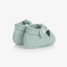 Mayoral-Baby Green Cotton Knit Booties | Childrensalon Outlet