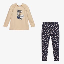Mayoral-Бежево-синий комплект с легинсами | Childrensalon Outlet