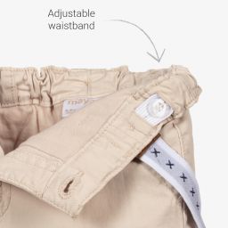 Mayoral Newborn-Beige Cotton Baby Trousers  | Childrensalon Outlet