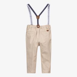 Mayoral Newborn-Beige Cotton Baby Trousers  | Childrensalon Outlet