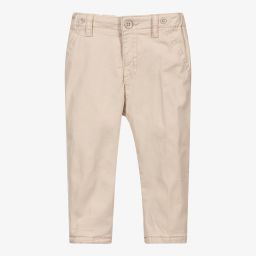 Mayoral Newborn-Beige Cotton Baby Trousers  | Childrensalon Outlet