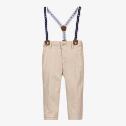 Mayoral Newborn-Beige Cotton Baby Trousers  | Childrensalon Outlet