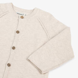 Mayoral-Beige Cotton Knit Boys Cardigan | Childrensalon Outlet