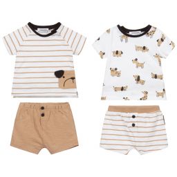 Mayoral Newborn-Beige Dog Shorts Set (2 Pack) | Childrensalon Outlet