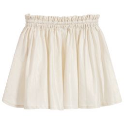 Mayoral-Beige & Gold Linen Skirt | Childrensalon Outlet