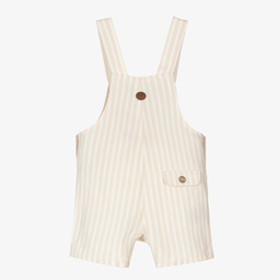 مايورال-شورت دانغريز مزيج قطن وكتان تويل لون بيج وعاجي | Childrensalon Outlet