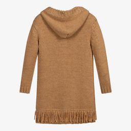 مايورال-كارديغان طويل أكريليك وصوف محبوك لون بيج للبنات | Childrensalon Outlet