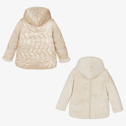 Mayoral-Beige Reversible Fur Coat | Childrensalon Outlet