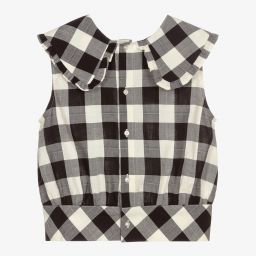 Mayoral-بلوز قطن كاروهات لون أسود وعاجي للبنات | Childrensalon Outlet