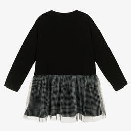 مايورال-فستان قطن جيرسي وتول لون أسود | Childrensalon Outlet