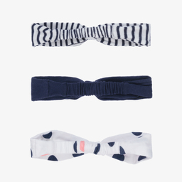 مايورال Newborn-طوق للرأس قطن جيرسي لون كحلي وأبيض للمولودات (عدد 3) | Childrensalon Outlet