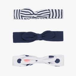 مايورال Newborn-طوق للرأس قطن جيرسي لون كحلي وأبيض للمولودات (عدد 3) | Childrensalon Outlet