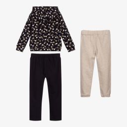 Mayoral-تراكسوت قطن جيرسي لون كحلي وبيج للبنات - 3 قطع | Childrensalon Outlet