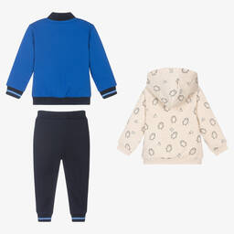 مايورال-بدلة رياضية قطن جيرسي لون أزرق وبيج - 3 قطع | Childrensalon Outlet