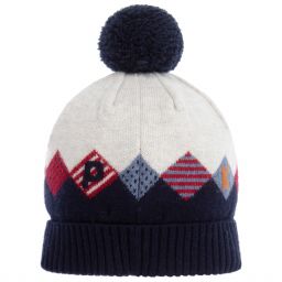 مايورال-قبعة و سكارف مزيج صوف و قطن لون كحلي و بيج | Childrensalon Outlet