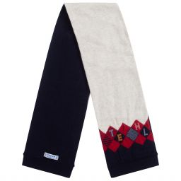 مايورال-قبعة و سكارف مزيج صوف و قطن لون كحلي و بيج | Childrensalon Outlet