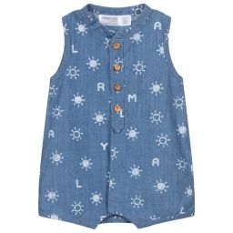 Mayoral Для новорожденных-Синий песочник из шамбре для малышей | Childrensalon Outlet