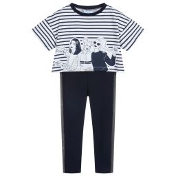 Mayoral-Blue Cotton Leggings Set | Childrensalon Outlet