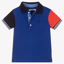 Mayoral-توب بولو أطفال ولادي قطن مستدام بيكيه لون أزرق فاقع | Childrensalon Outlet