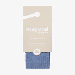 Mayoral Newborn-Blue Cotton Rib Baby Tights | Childrensalon Outlet