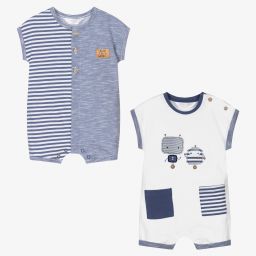 Mayoral Newborn-تبّان قطن لون أزرق وأبيض للمواليد (عدد 2) | Childrensalon Outlet
