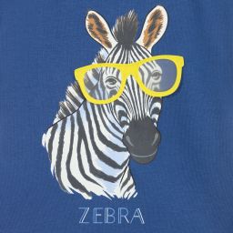 Mayoral-Синяя хлопковая футболка с зеброй | Childrensalon Outlet