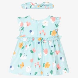 Mayoral Newborn-Blue Floral Baby Dress Set  | Childrensalon Outlet