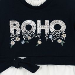 Mayoral-Blue & Ivory Cotton Top | Childrensalon Outlet