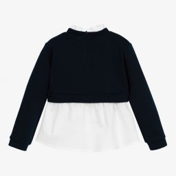 Mayoral-Blue & Ivory Cotton Top | Childrensalon Outlet