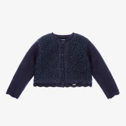Mayoral-Blue Knitted Bouclé Cardigan | Childrensalon Outlet