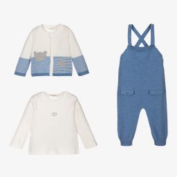 Mayoral Для новорожденных-Комплект с голубым вязаным комбинезоном | Childrensalon Outlet