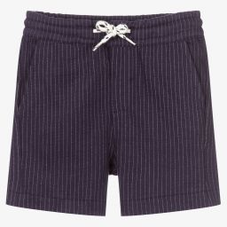 Mayoral-Blue Pinstripe Cotton Shorts | Childrensalon Outlet