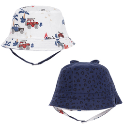 Mayoral-قبعة بوجهين قطن تويل لون أبيض و كحلي للأطفال | Childrensalon Outlet