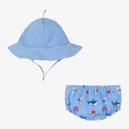 Mayoral Newborn-Blue Shark Swim Pants (UPF40+) | Childrensalon Outlet