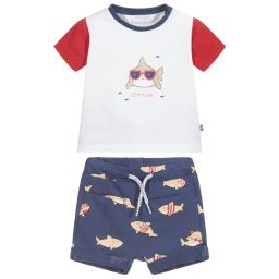 Mayoral Для новорожденных-Комплект с синими шортами с акулами | Childrensalon Outlet