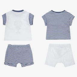 Mayoral Newborn-طقم شورت قطن جيرسي لون أزرق وأبيض (عدد 2) | Childrensalon Outlet